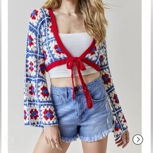 Audrey Parks x Francesca’s Lara Crochet Cropped Cardigan